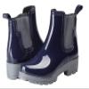 EYUSHIJIA Women's Short Rain Boots Waterproof Slip On Ankle Chelsea Booties (7 B(M), Navy-A) view 3