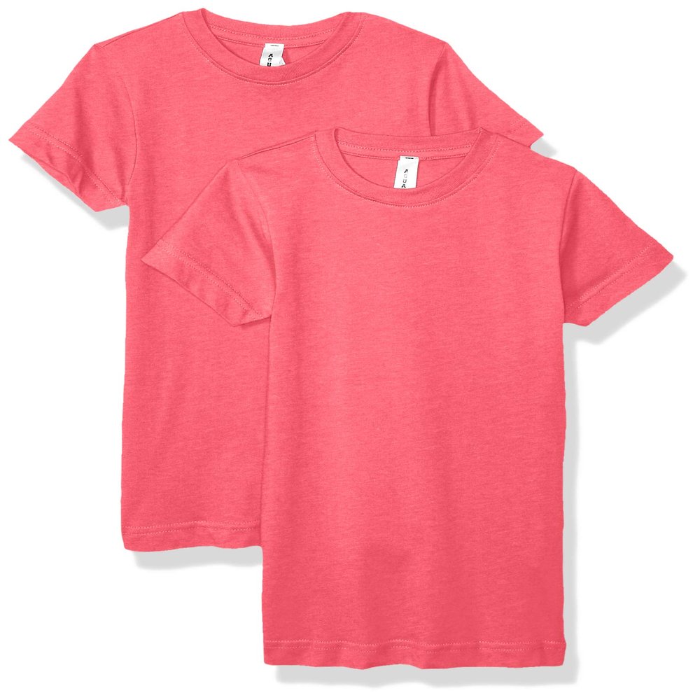AquaGuard Girls' Big Sportswear Fine Jersey Longer Length T-Shirt-2 Pack, HOT Pink, L