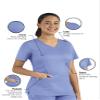 Maevn Matrix Womens Modern Fit Double V-Neck Medical Nurse Scrub Top, 3 Pockets, Inner Utility Loop, Bungee Loop Ceil Blue view 2