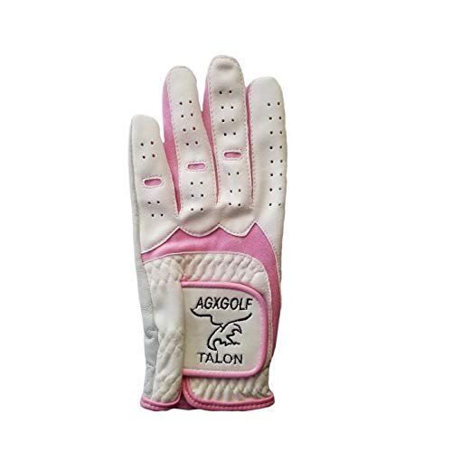 AGXGOLF Six Pack! Sure Grip Ladies Right Hand Size Large Cabretta Leather Golf Gloves for Women Who Golf Left Handed (Pink Trim)