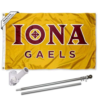 Iona College Gaels Gold Flag with Pole and Bracket Complete Set