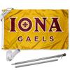 Iona College Gaels Gold Flag with Pole and Bracket Complete Set view 1