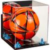 Better Display Cases Acrylic Display Case for Collectibles, Full Size Soccer Ball Display Case,Blue Risers & Clear Base, WM,Handcrafted Showcase Box.DIM;9.75" L x 9.75" W x 9.75" H. (A027-BLR) view 1