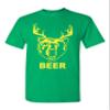 New Beer Deer Bear Sunny Mac Funny TV Adult T-Shirt Tee (Small, Forest Green w/Yellow) view 1