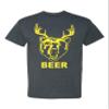 New Beer Deer Bear Sunny Mac Funny TV Adult T-Shirt Tee (X Large, Dark Heather w/Yellow) view 1