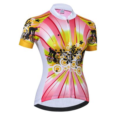 Cycling Jersey Women's Bike Jersey Zip Shirts Short Sleeve MTB Tops Road Mountain Bicycle Clothing Summer Racing for Ladies Female Quick Dry Yellow White Size XXXL
