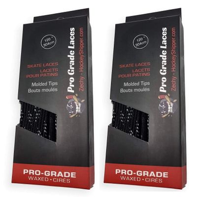 zechy Hockey Laces Waxed - Specifically Made for Skates - Two Pairs - Sizes (72, 84, 96, 108, 120, 130) (Black, 84")