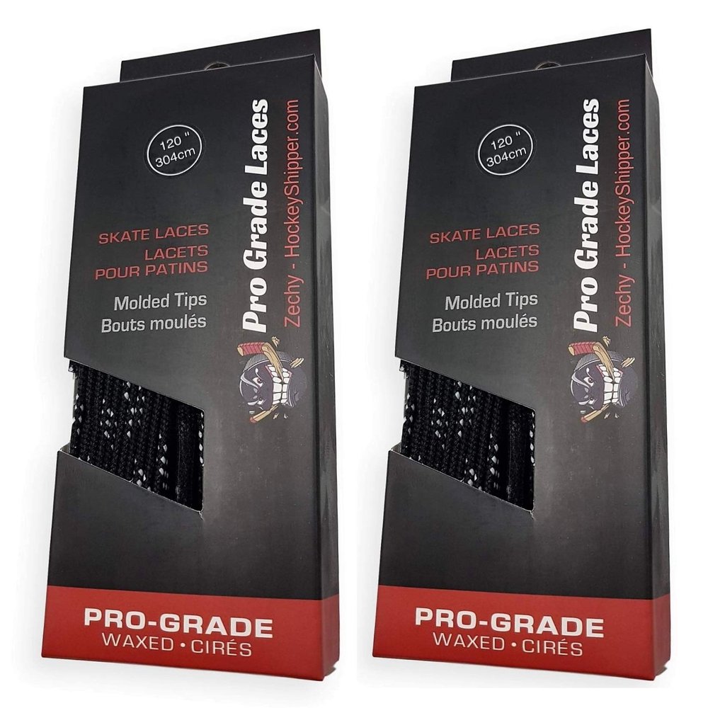 zechy Hockey Laces Waxed - Specifically Made for Skates - Two Pairs - Sizes (72, 84, 96, 108, 120, 130) (Black, 84")