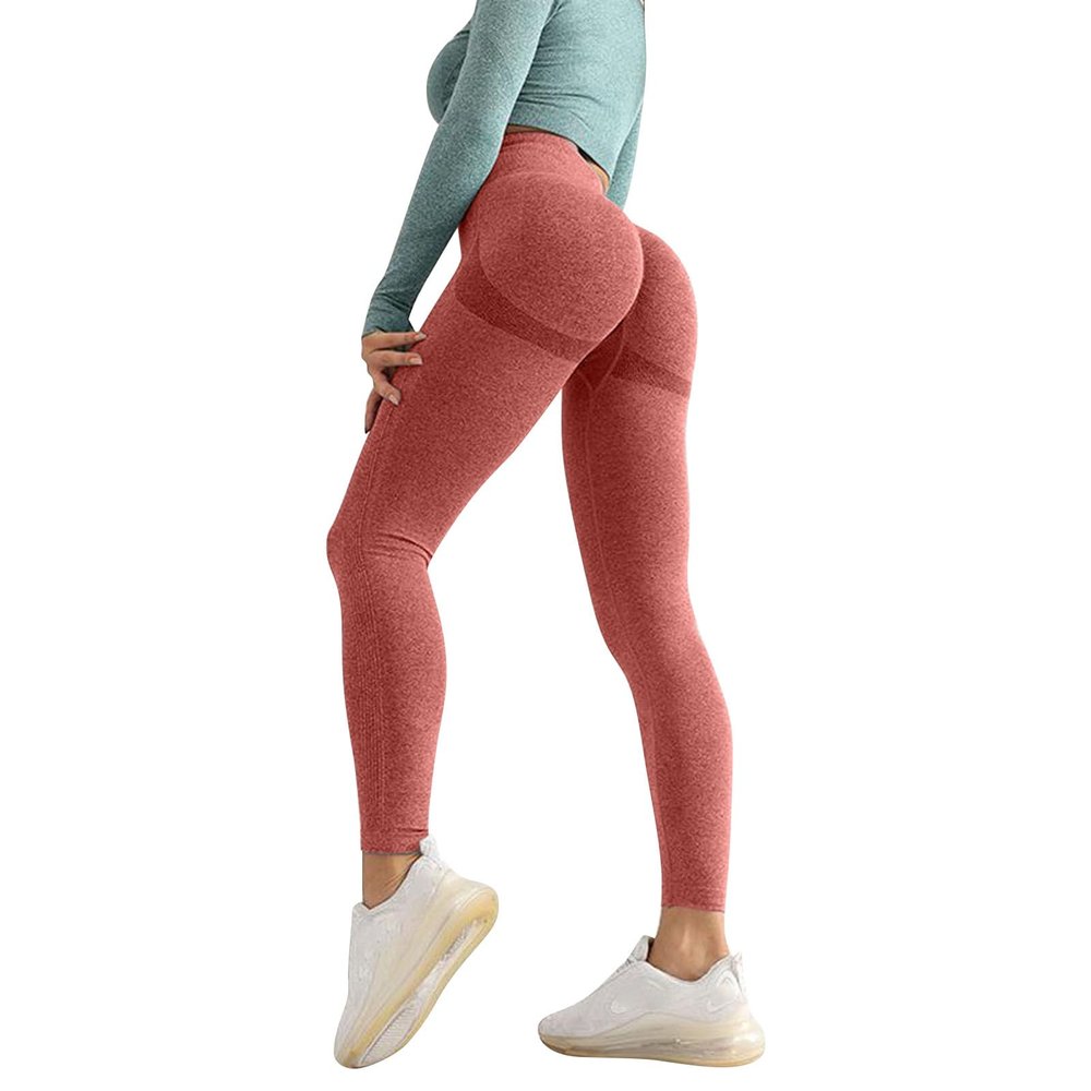 JOFOW Womens Leggings Snakeskin Print Ruched Butt Yoga Pants High Waist Stretch Skinny Sport Running Gym Slim Long Trousers (S,Watermelon Red)