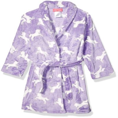 St. Eve Girls' Big Plush Velvet Fleece Robe, Unicorn, X-Small