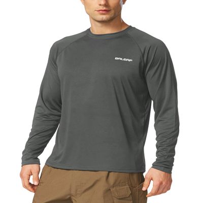 baleaf Men's Sun Protection Shirts UV SPF T-Shirts UPF 50+ Long Sleeve Rash Guard Lightweight Hiking Summer Deep Gray Size L