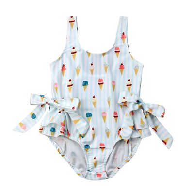 VISGOGO Toddler Kid Baby Girl Swimsuit Ice Cream Bow Bikini Bathing Suit Swinwear One Piece (4-5 Years)