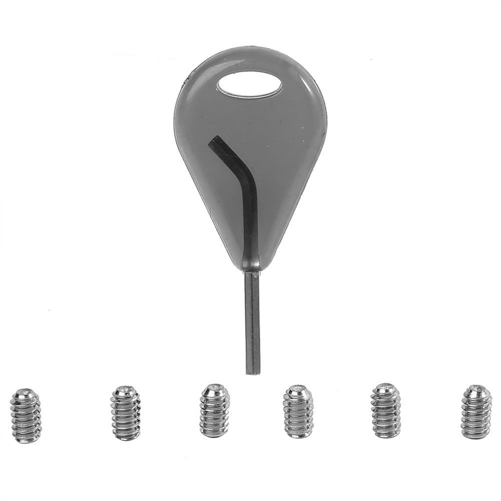 Dwawoo Surfboard Accessories, 6 Fin Grub Screws and Key for Surfboard Fin for Removing or Installing The Grub Screws That Hold You Fins in