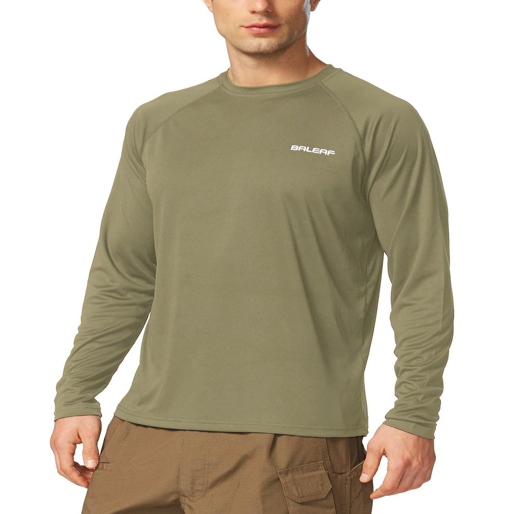 baleaf Men's Long Sleeve Swim Shirts Rash Guard UV Sun Protection SPF T-Shirts UPF 50+ Quick Dry Swimming Fishing Slate Green Size M
