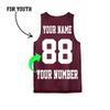 Custom Basketball Jersey for Kids Boys Girls  Personalized Youth Reversible Mesh Shirt with Name Number, Team Gear Maroon view 2