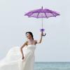 Fdit Bridal Lace Cotton Umbrella Parasol Costume for Wedding Parties Dancing Photography Prop(Purple) view 3