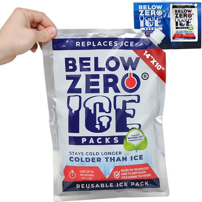 Below Zero Large Reusable Ice Packs for Coolers Long Lasting Cooler Ice Pack Blocks, Leak-Proof Freezer Packs for Camping, Lunch Boxes & Travel Large 14"x10" (2-Pack)