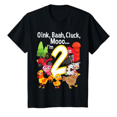 2 Year Old Farm Birthday Party Animal Barn Sounds 2nd Gift T-Shirt