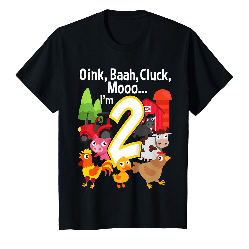 2 Year Old Farm Birthday Party Animal Barn Sounds 2nd Gift T-Shirt