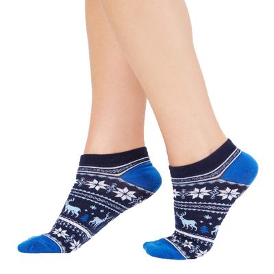 Charter Club Women's Fair Isle Low-Cut Socks, Blue, One Size