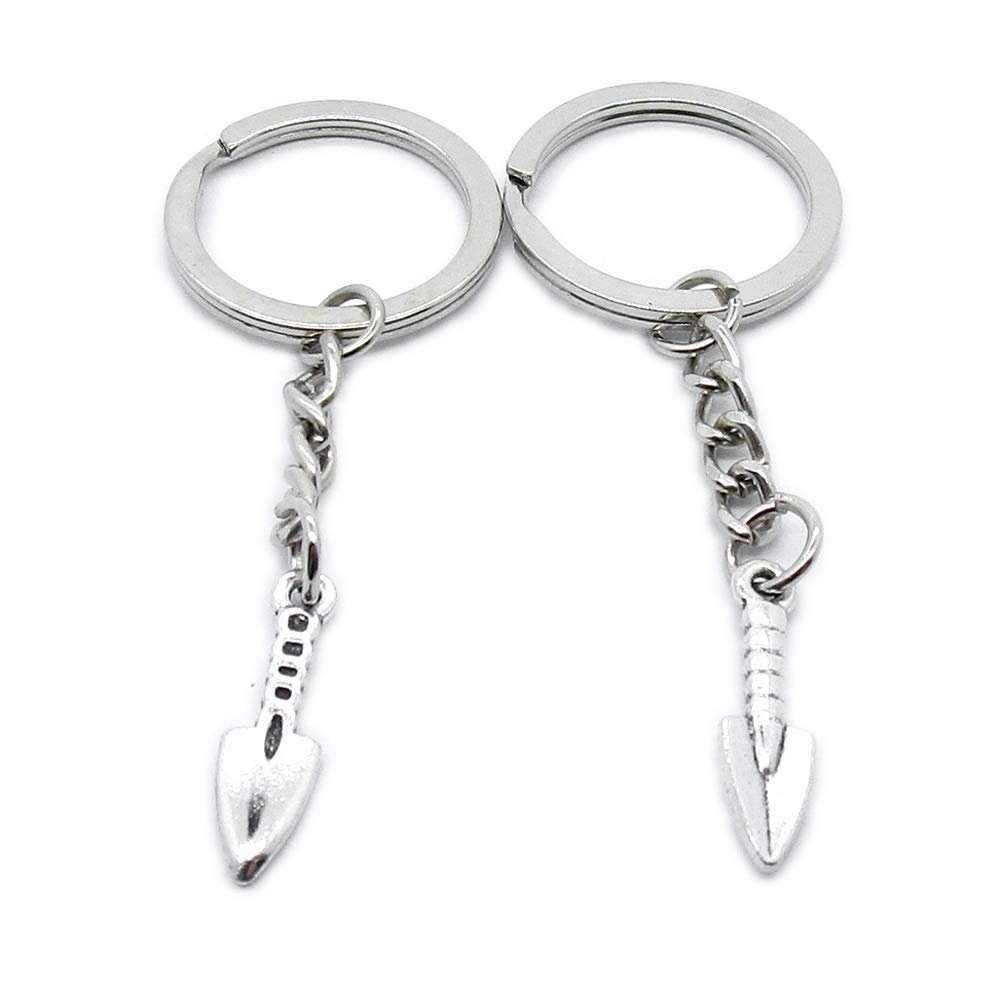 5 PCS Antique Silver Keyrings Keychains Key Ring Chains Tags Clasps AA462 Garden Shovel