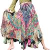 Full Funk Wide Pleated Full Flowing Gypsy Maxi Dancing Skirt Tie Dyed, Medium, Light Brown Green Pink view 1