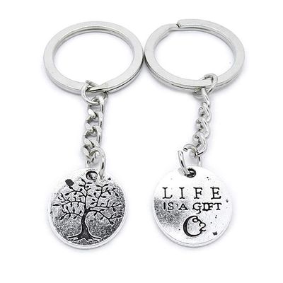 1 Item Metal Keychain Keyring Key Tags Chains Rings Jewelry Bag Charms DP5P1 Life String Tree Oak