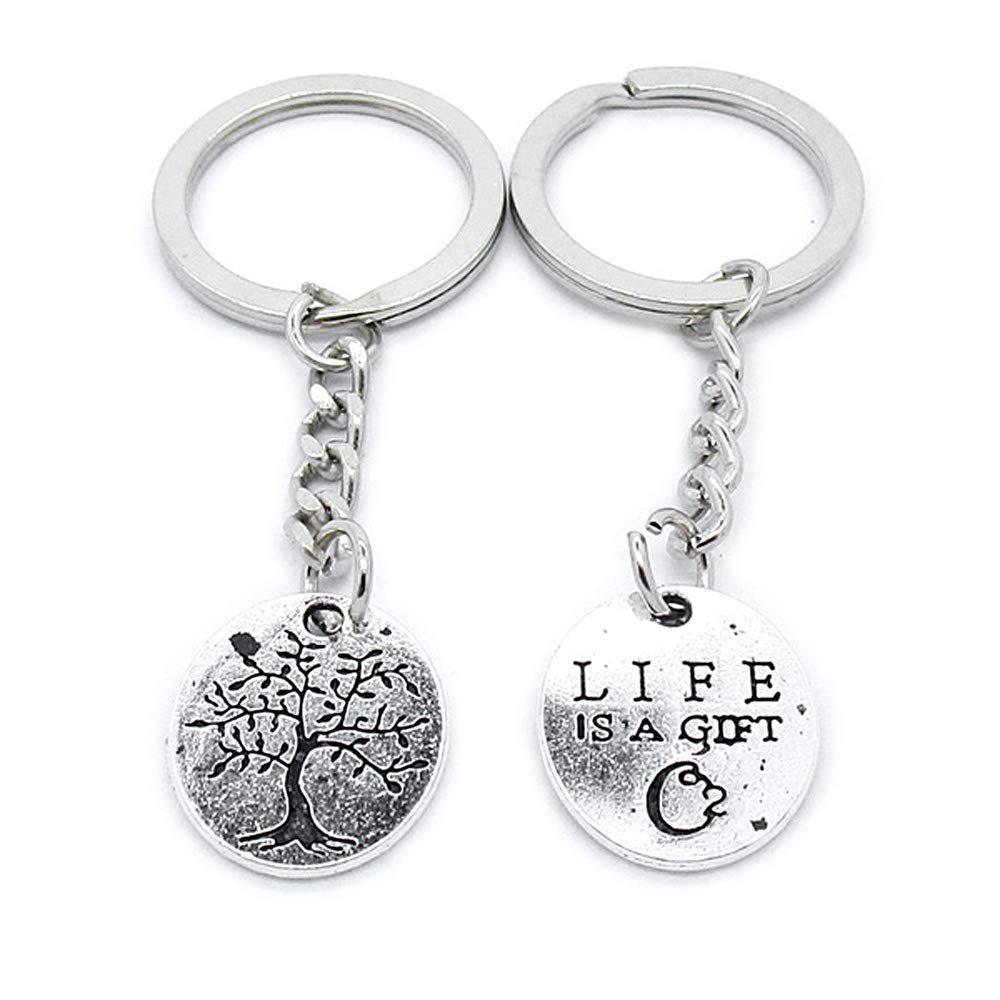 1 Item Metal Keychain Keyring Key Tags Chains Rings Jewelry Bag Charms DP5P1 Life String Tree Oak