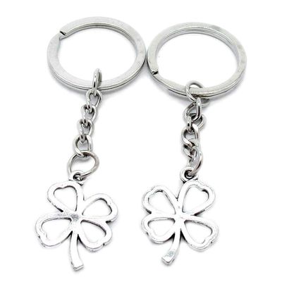 5 Items Metal Keychain Keyring Key Tags Chains Rings Jewelry Bag Charms K0RB2 Lucky Clover Leaf
