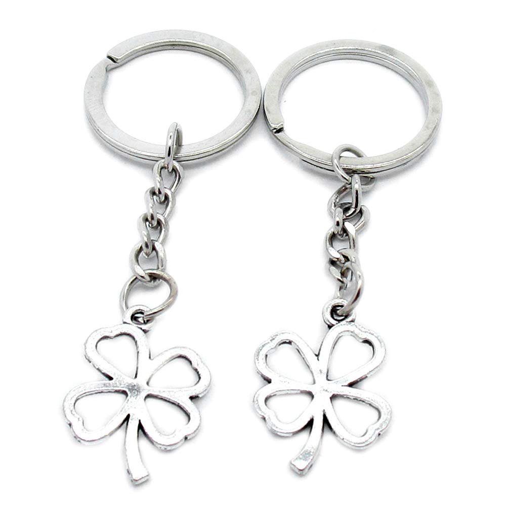 5 Items Metal Keychain Keyring Key Tags Chains Rings Jewelry Bag Charms K0RB2 Lucky Clover Leaf