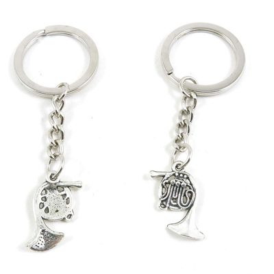 100 Items Metal Keychain Keyring Key Tags Chains Rings Jewelry Bag Charms D2QJ1 French Horn