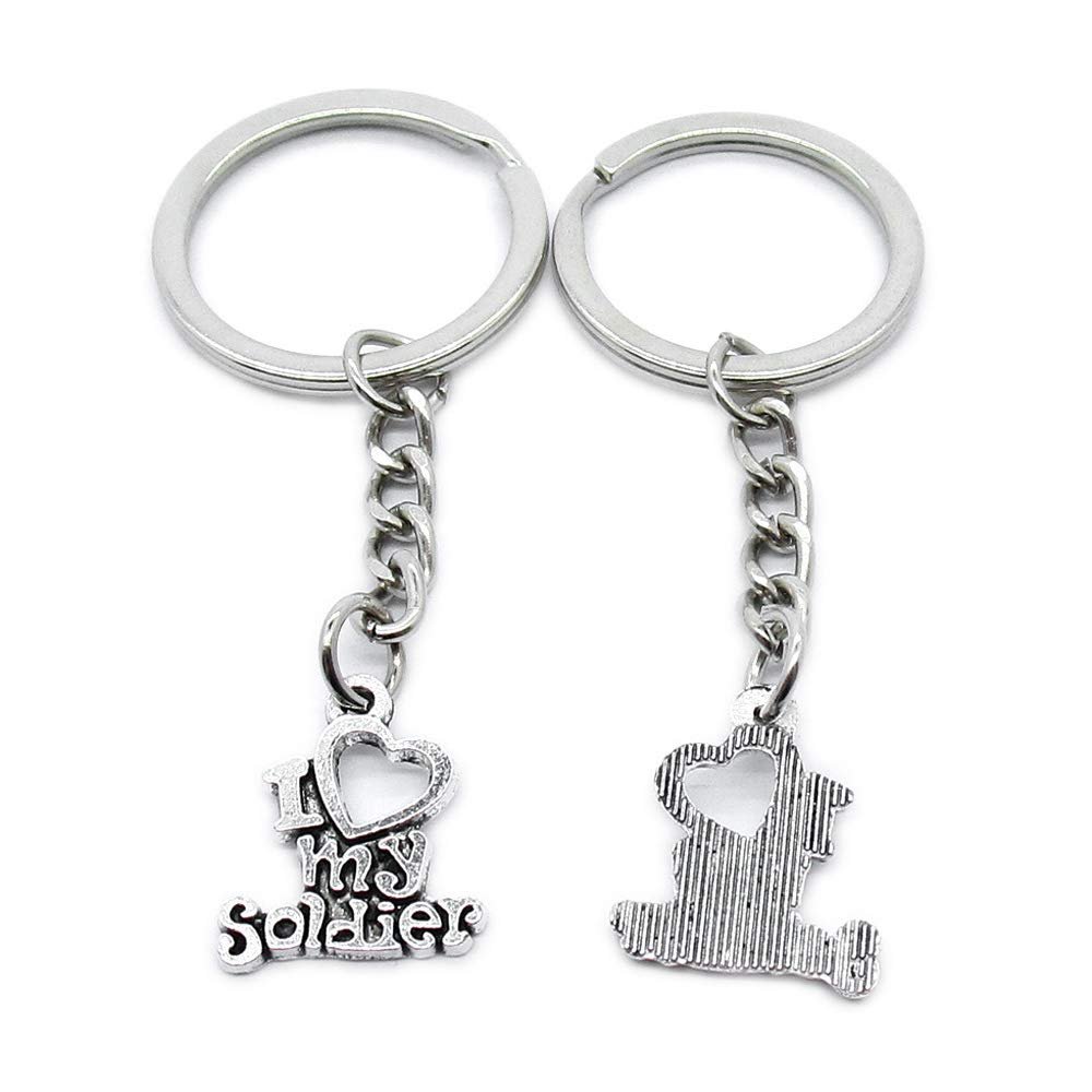 1 Item Metal Keychain Keyring Key Tags Chains Rings Jewelry Bag Charms JM8U2 Love My Soldier