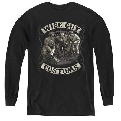 Trevco Three Stooges Youth Long Sleeve T Shirt, Small Black