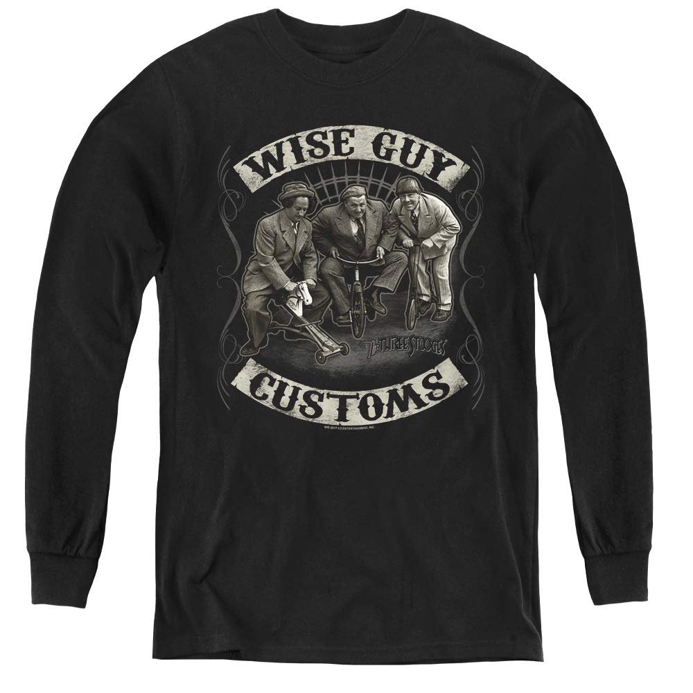 Trevco Three Stooges Youth Long Sleeve T Shirt, Small Black