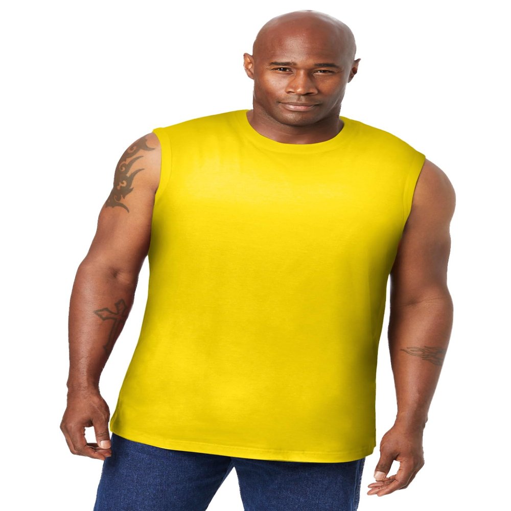 KingSize Men's Big & Tall Shrink-Less Lightweight Muscle T-Shirt - 7XL, Cyber Yellow