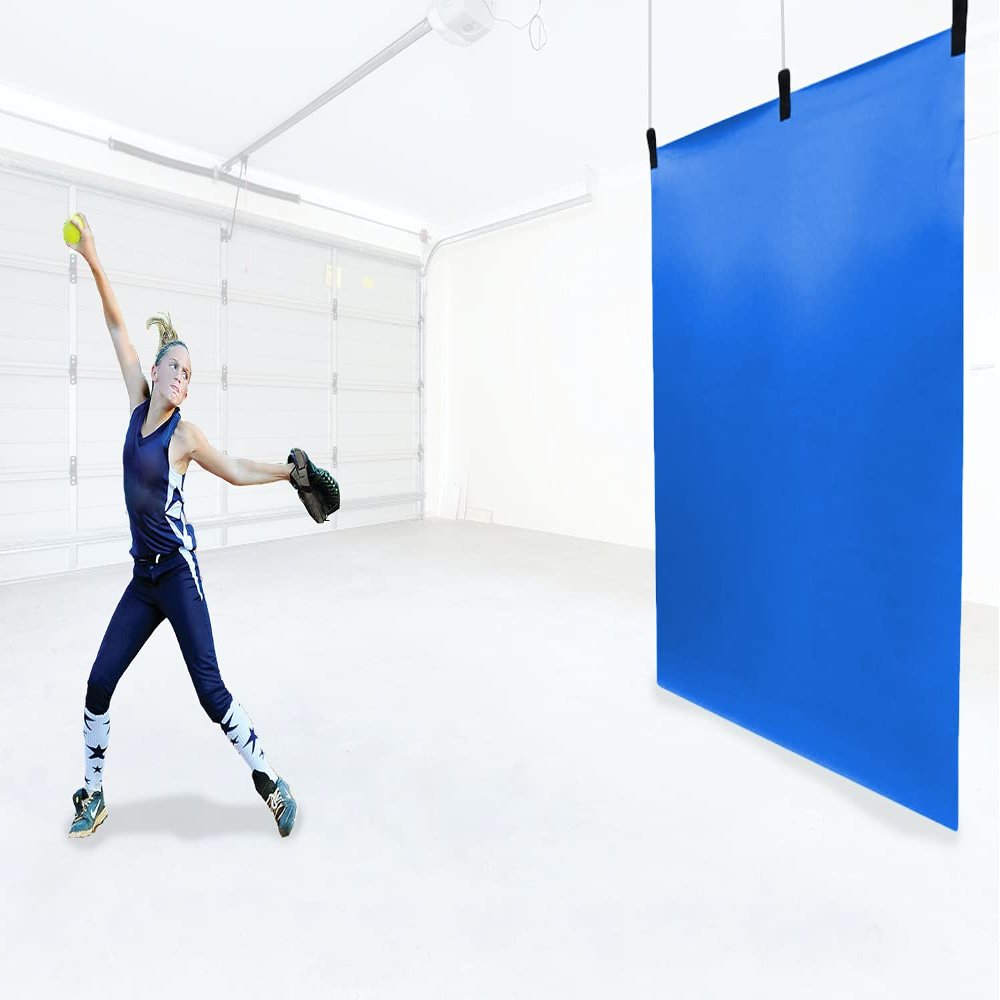5 x 6 Softball Pitching Trainer Backstop Vinyl - Garage & Basement Trainer (Blue)