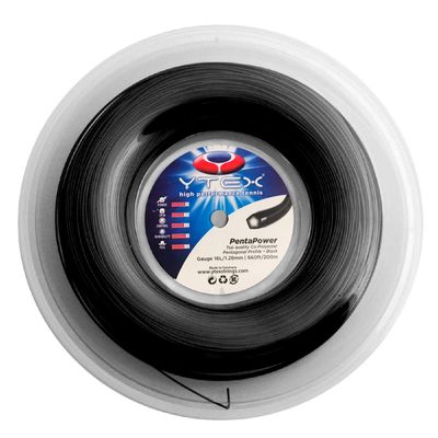YTEX PentaPower Black Tennis Racquet String Reel (16L Gauge, 1.28mm)