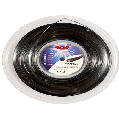 YTEX Hexagon-X Black Tennis Racquet String Reel (16 Gauge, 1.28mm)