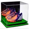 Better Display Cases Acrylic Large Shoe Pair Display Case for Basketball Shoes Soccer Cleats Football Cleats with Mirror, Black Risers and Turf Base (A082-BR) view 1