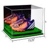 Better Display Cases Acrylic Large Shoe Pair Display Case for Basketball Shoes Soccer Cleats Football Cleats with Mirror, Black Risers and Turf Base (A082-BR) view 2
