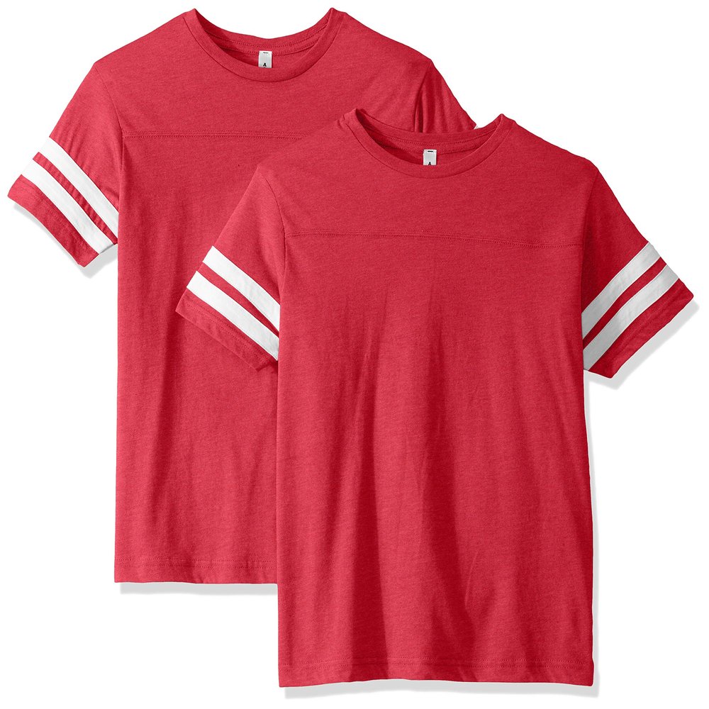 AquaGuard Girls' Big Youth Fine Jersey Football Tee-2 Pack, V Heathert Pink/BD White, Large