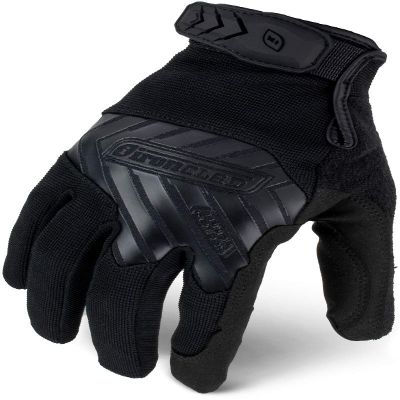 Ironclad Tactical Pro Gloves, Touch Screen, Neoprene Padded Knuckle, Terry Cloth Sweat Wipe, TPR Hook & Loop Closure, Medium Black