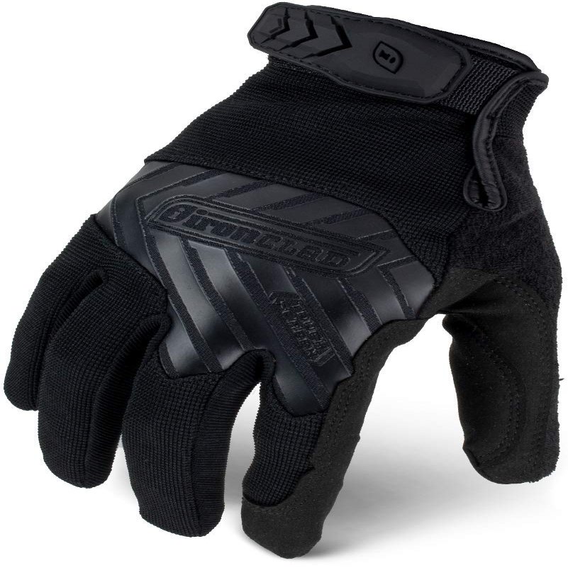 Ironclad Tactical Pro Gloves, Touch Screen, Neoprene Padded Knuckle, Terry Cloth Sweat Wipe, TPR Hook & Loop Closure, Medium Black