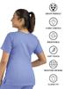 Maevn Matrix Womens Modern Fit Double V-Neck Medical Nurse Scrub Top, 3 Pockets, Inner Utility Loop, Bungee Loop Ceil Blue view 4