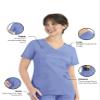 Maevn Matrix Womens Curved Mock Wrap Stretchy Medical Scrub Top Ceil Blue view 2