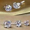 1 pair Adabele Real 925 Sterling Silver Hypoallergenic 4mm/0.25 Carat Stud Earrings Round Cut Cubic Zirconia CZ Imitation Diamond Gemstone Small Tiny Solitaire Women Jewelry SSE74-4 view 4