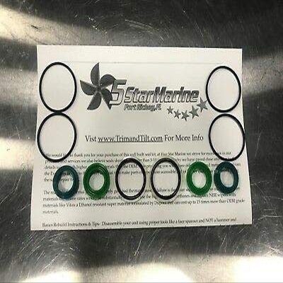 Five Star Marine Replacement for Volvo Penta Trim Cylinder Ram Rebuild Kit 290 DP-A SP-A Square Capped 853439 FSM009