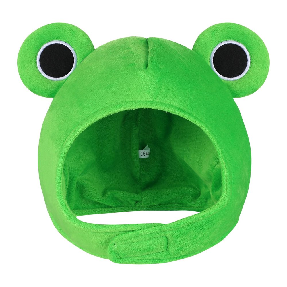 Amosfun Plush Frog Hat Adult, Funny Plush Animal Hat with Big Eyes, Cute Frog Costume Accessories for Adult, Kids Party Dress up Holiday Cosplay Costume (Green)