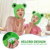 Amosfun Plush Frog Hat Adult, Funny Plush Animal Hat with Big Eyes, Cute Frog Costume Accessories for Adult, Kids Party Dress up Holiday Cosplay Costume (Green) view 3
