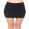 Wax Women's Juniors Casual Distressed A-Line Denim Short Skirt, Black, s view 1